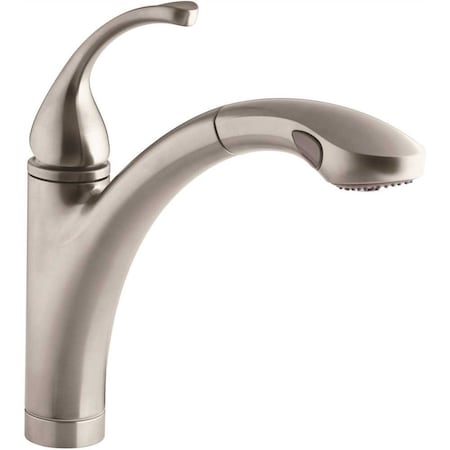 Kohler Forte 1-Handle Pull-Out Sprayer Kitchen Faucet with MasterClean Spray Face in Vibrant Brushed Nickel K-10433-BN